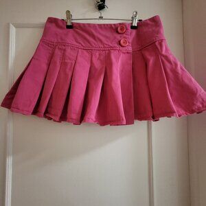 Garage Y2K Fuchsia Pink Pleated Denim Mini Skirt - Size 7